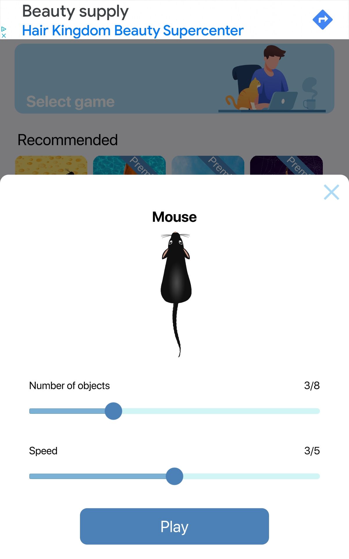 Meow Cat Toy Games app mouse setup