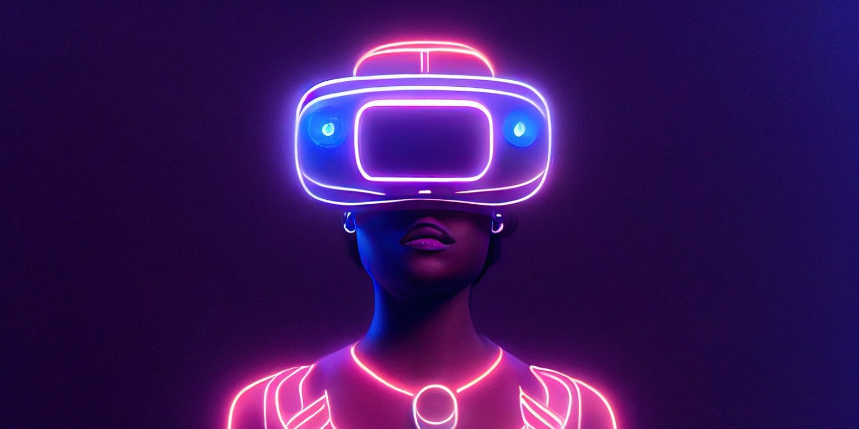 digital graphic of woman wearing virtual reality headset