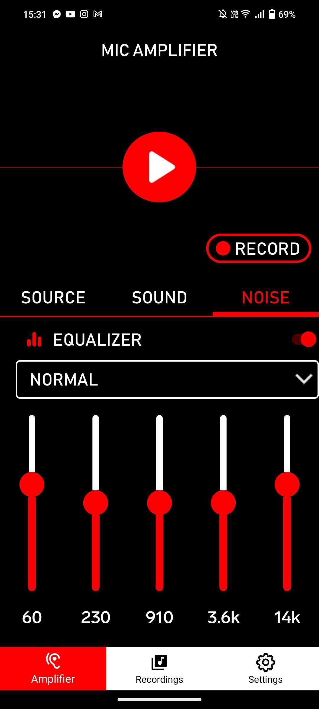 Mic Amplifier on Android equalizer