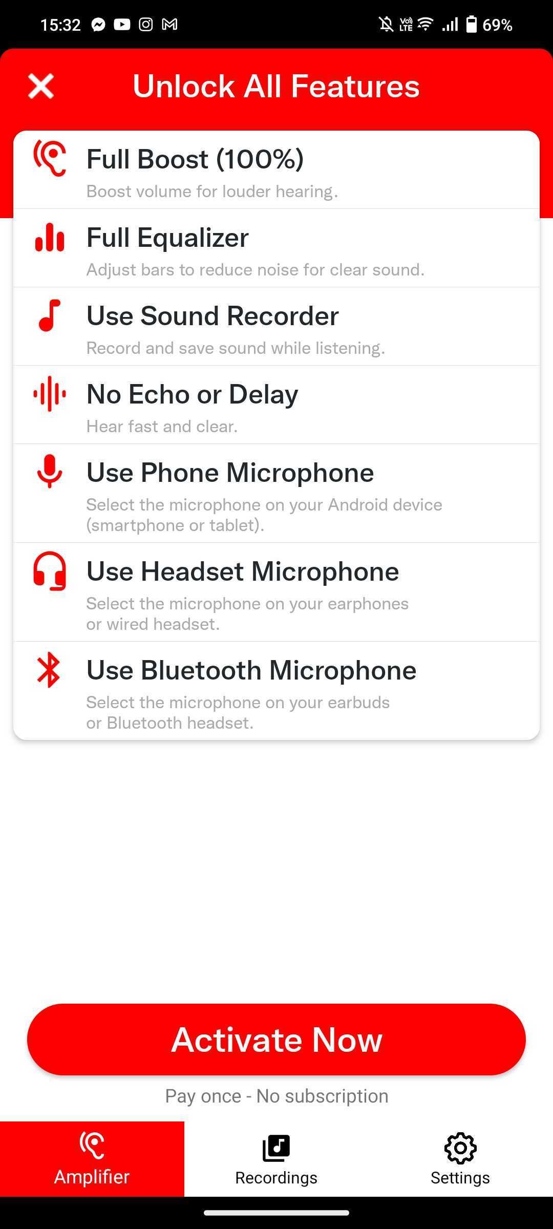 Mic Amplifier on Android purchase page