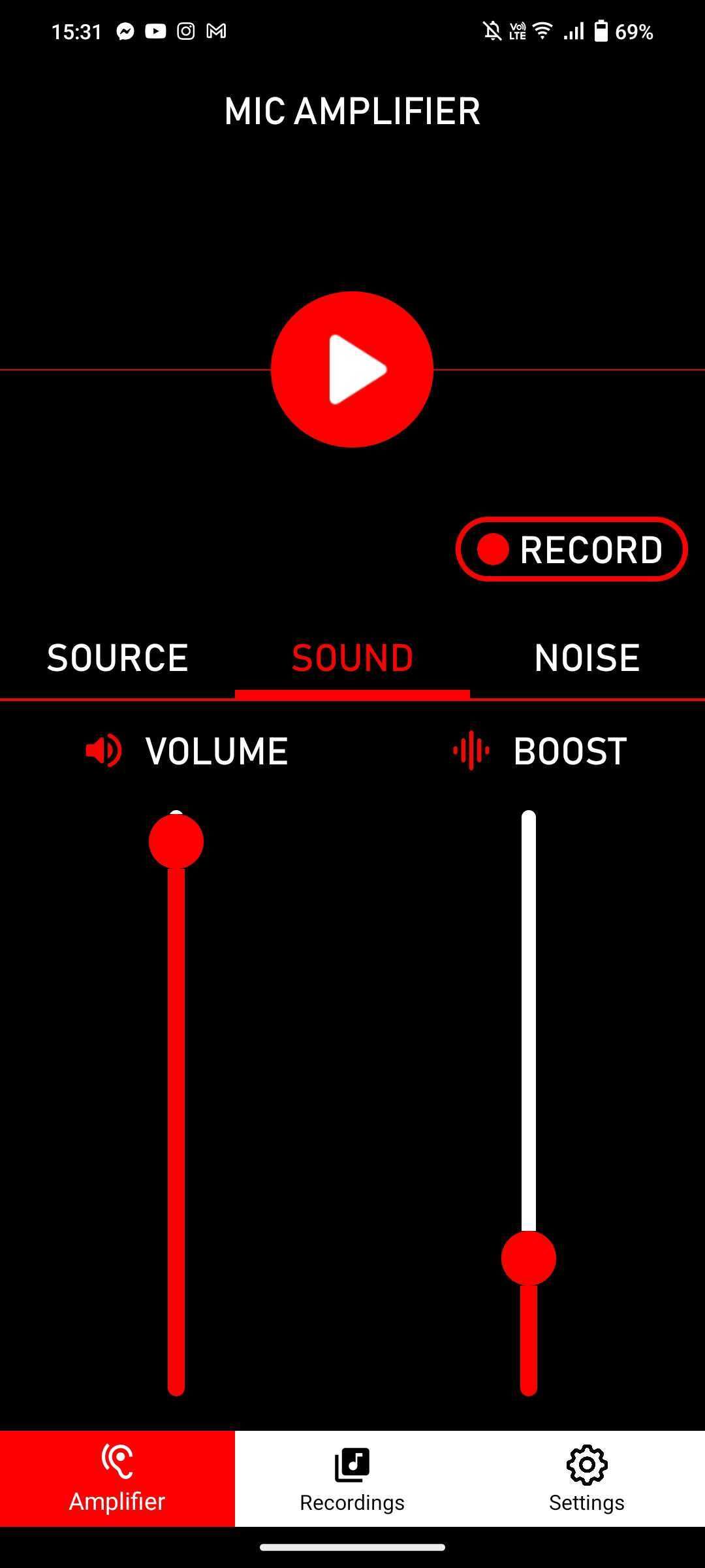 Mic Amplifier on Android sound tab