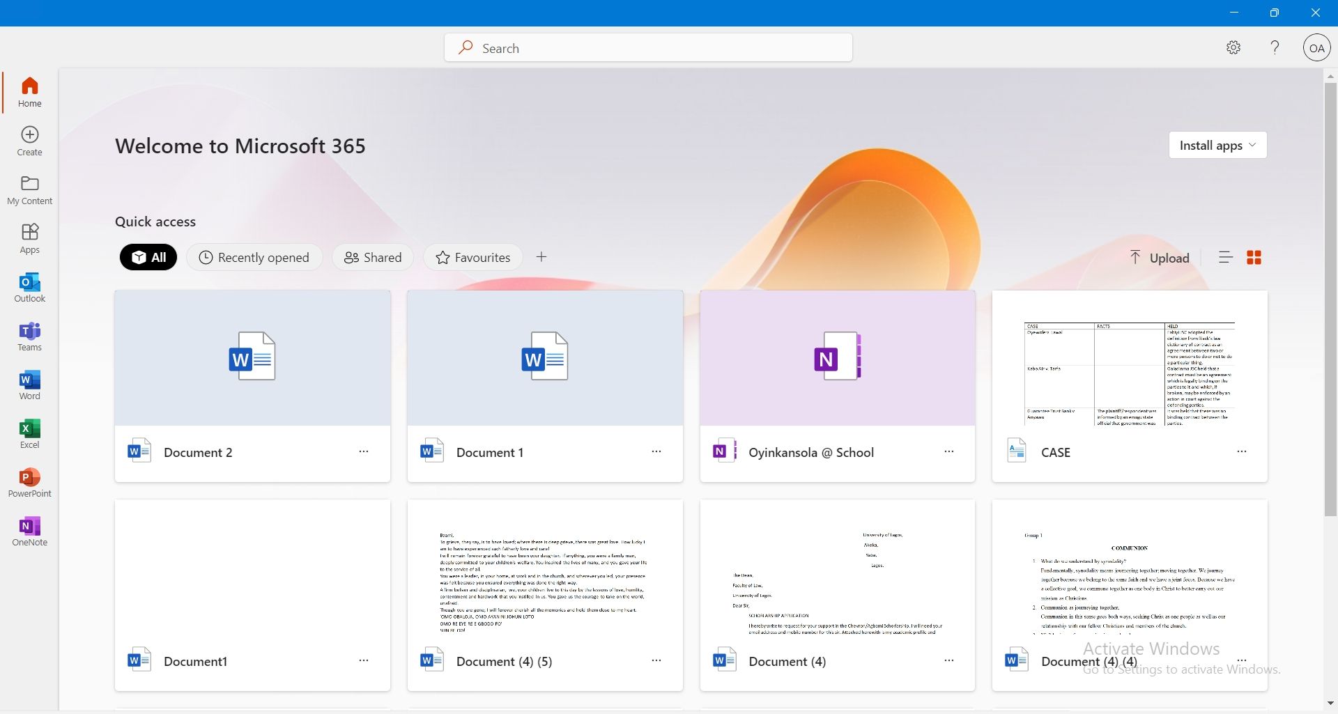 The High 6 Options of the Microsoft 365 App