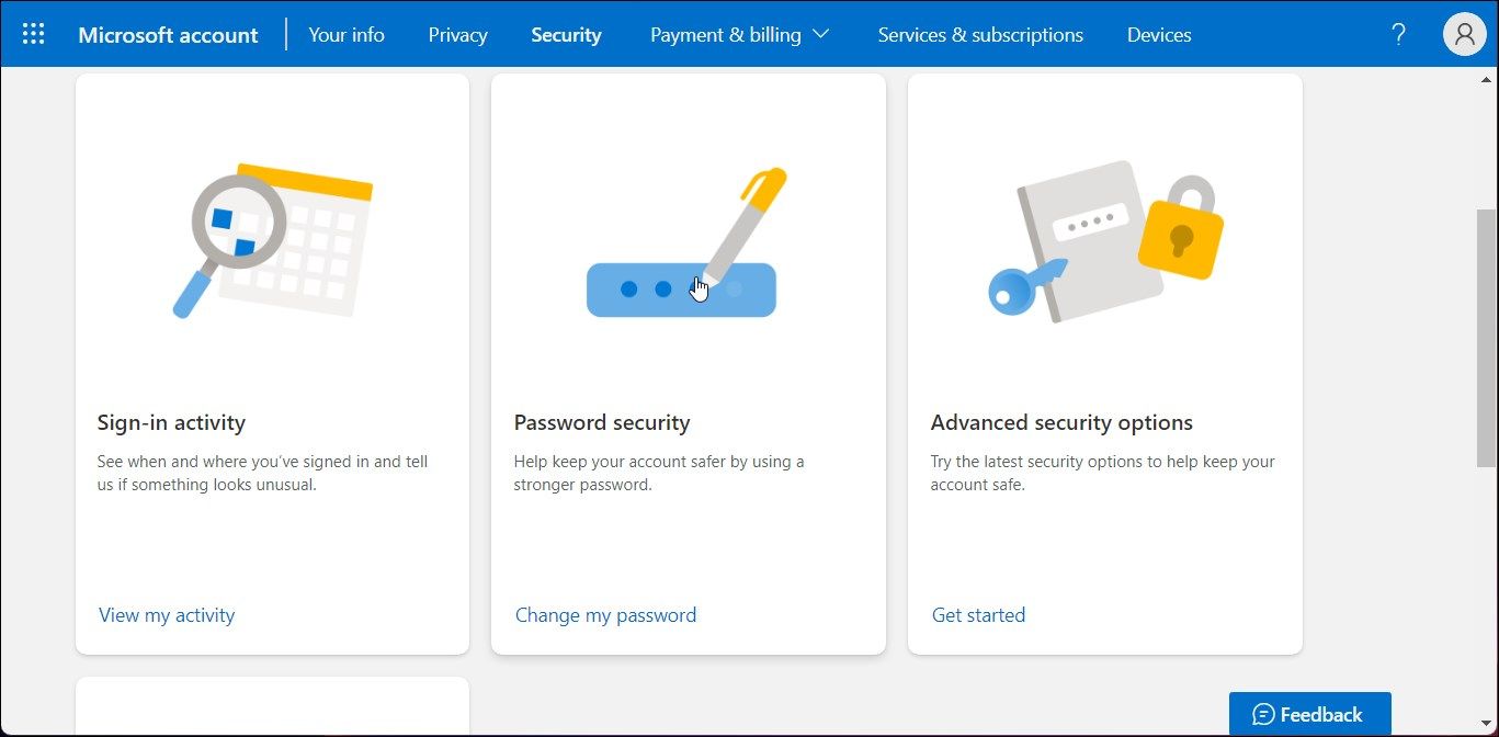 microsoft account online password security