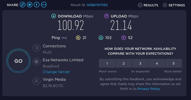 سرعت اینترنت با فایروالا بنفش SE متصل به روتر