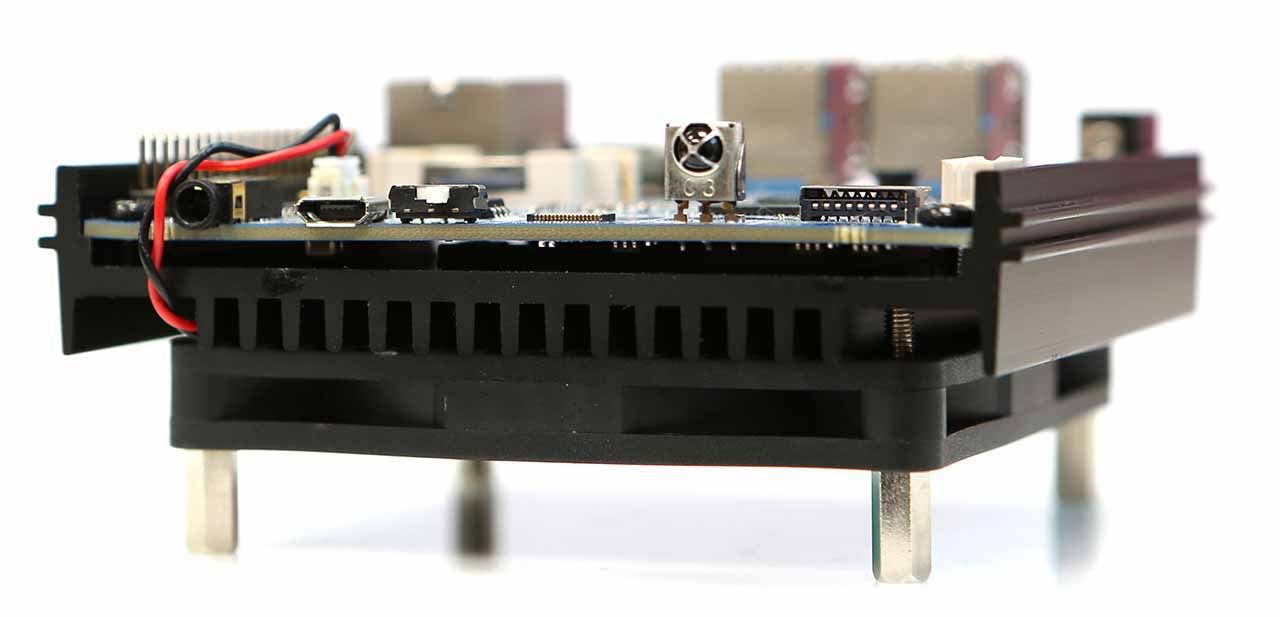 ODROID-N2+ side view showing ports and IR