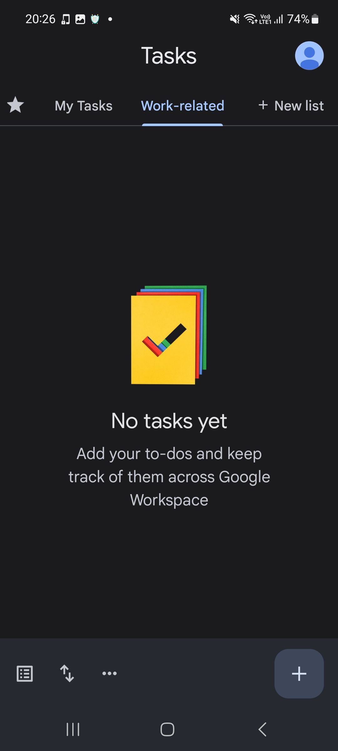 New task list in Google Tasks