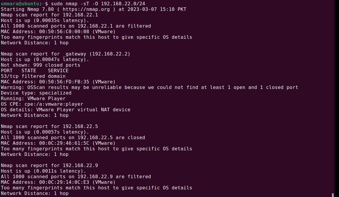nmap with OS detection
