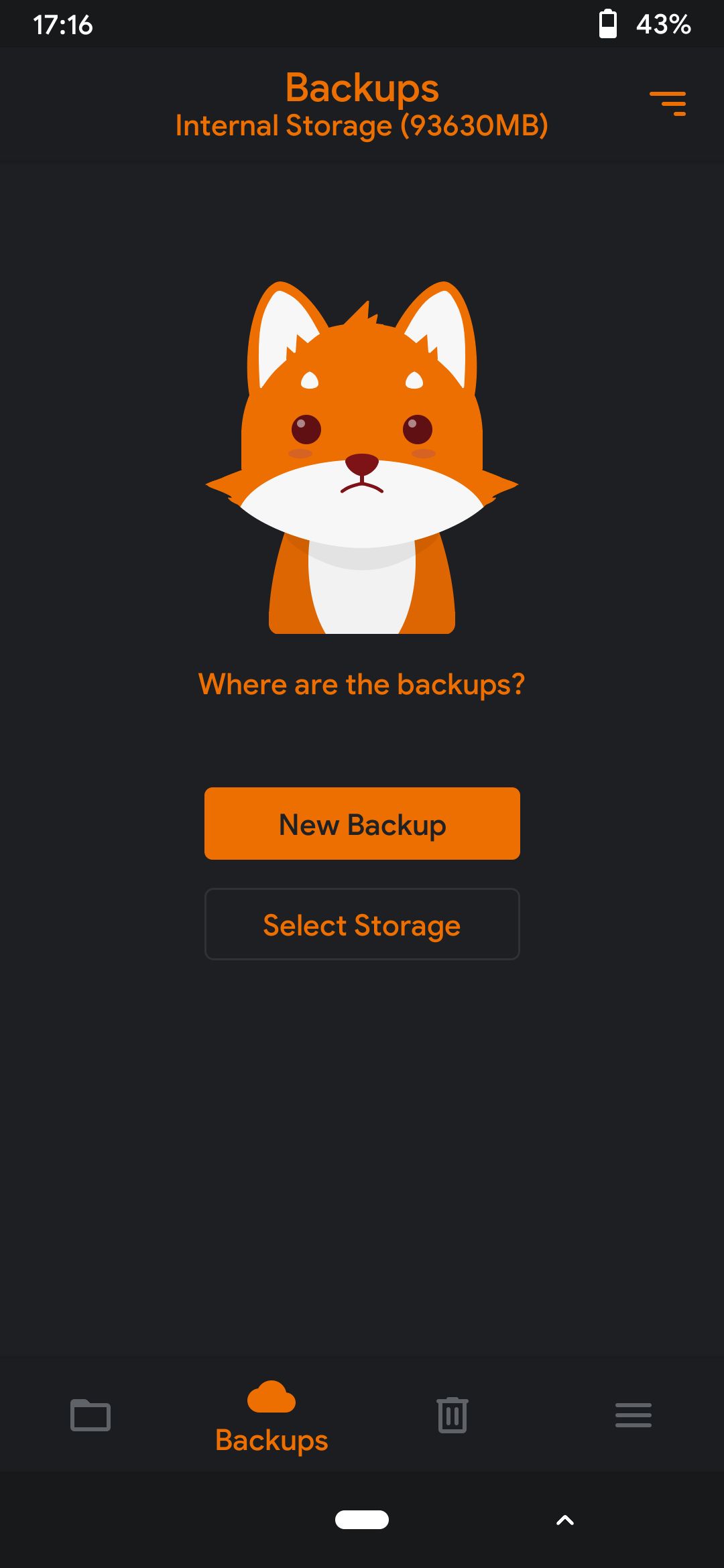 orangefox recovery backups screen