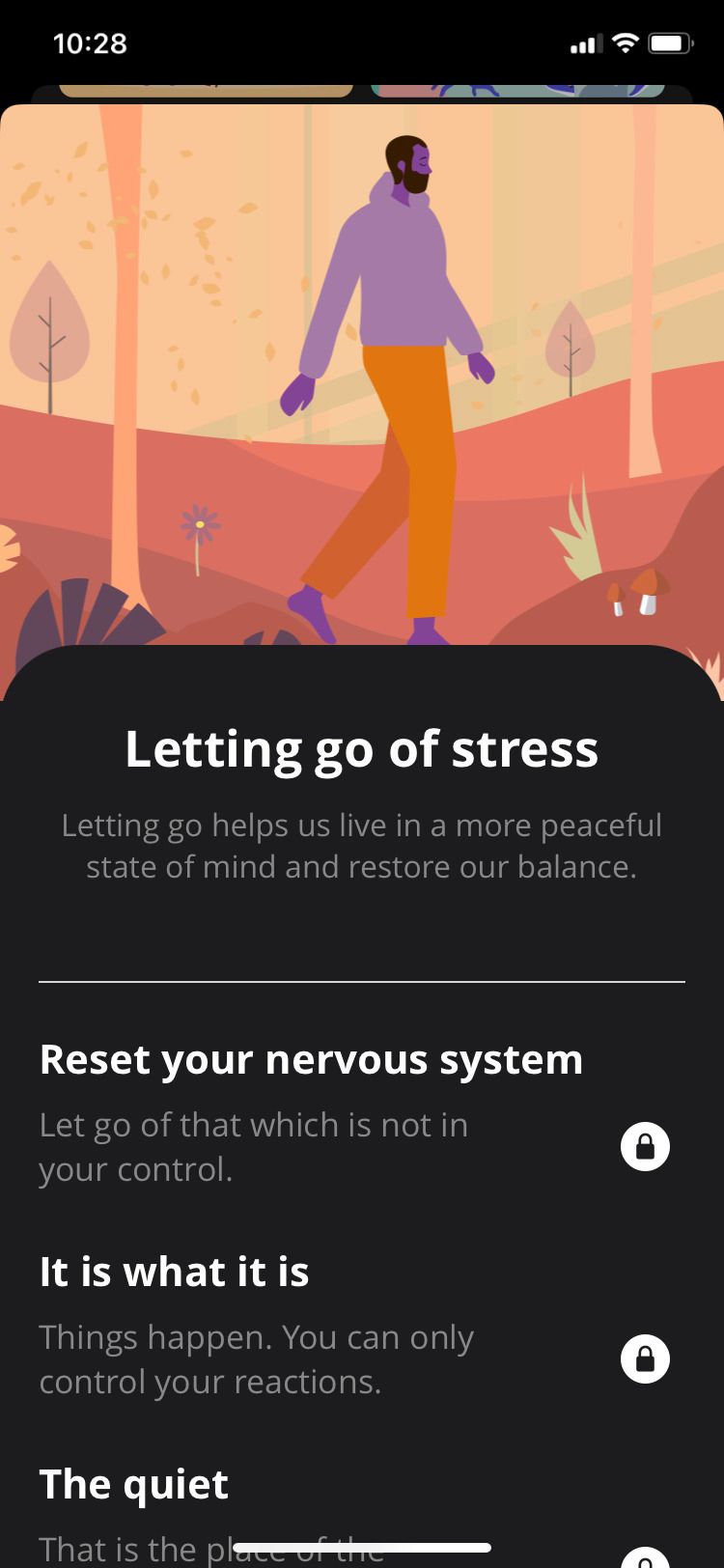 Paceful app Letting Go of Stress walks