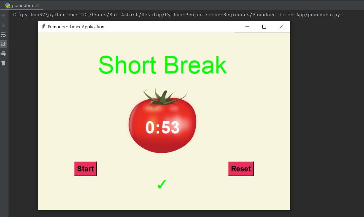 Pomodoro Timer App Short Break Screen