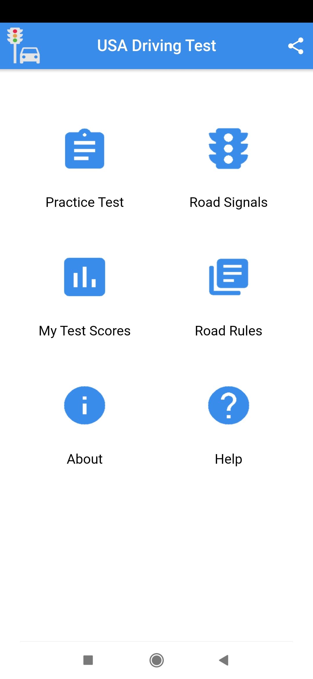 practice test USA app driving test page