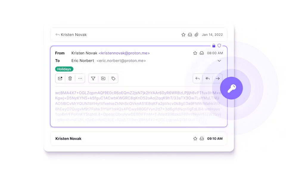 uma captura de tela de e-mail seguro sendo enviado por proton mail