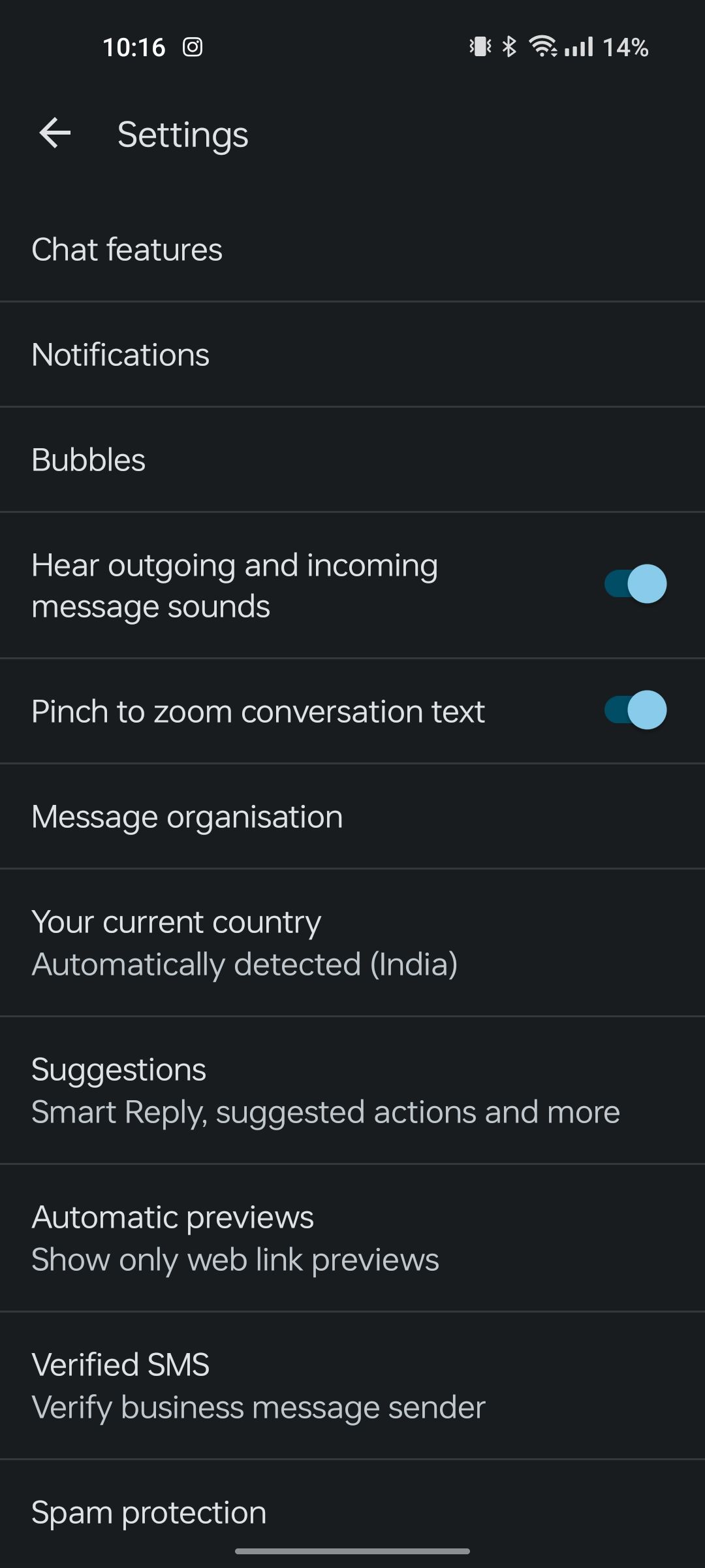 Google Messages Settings 
