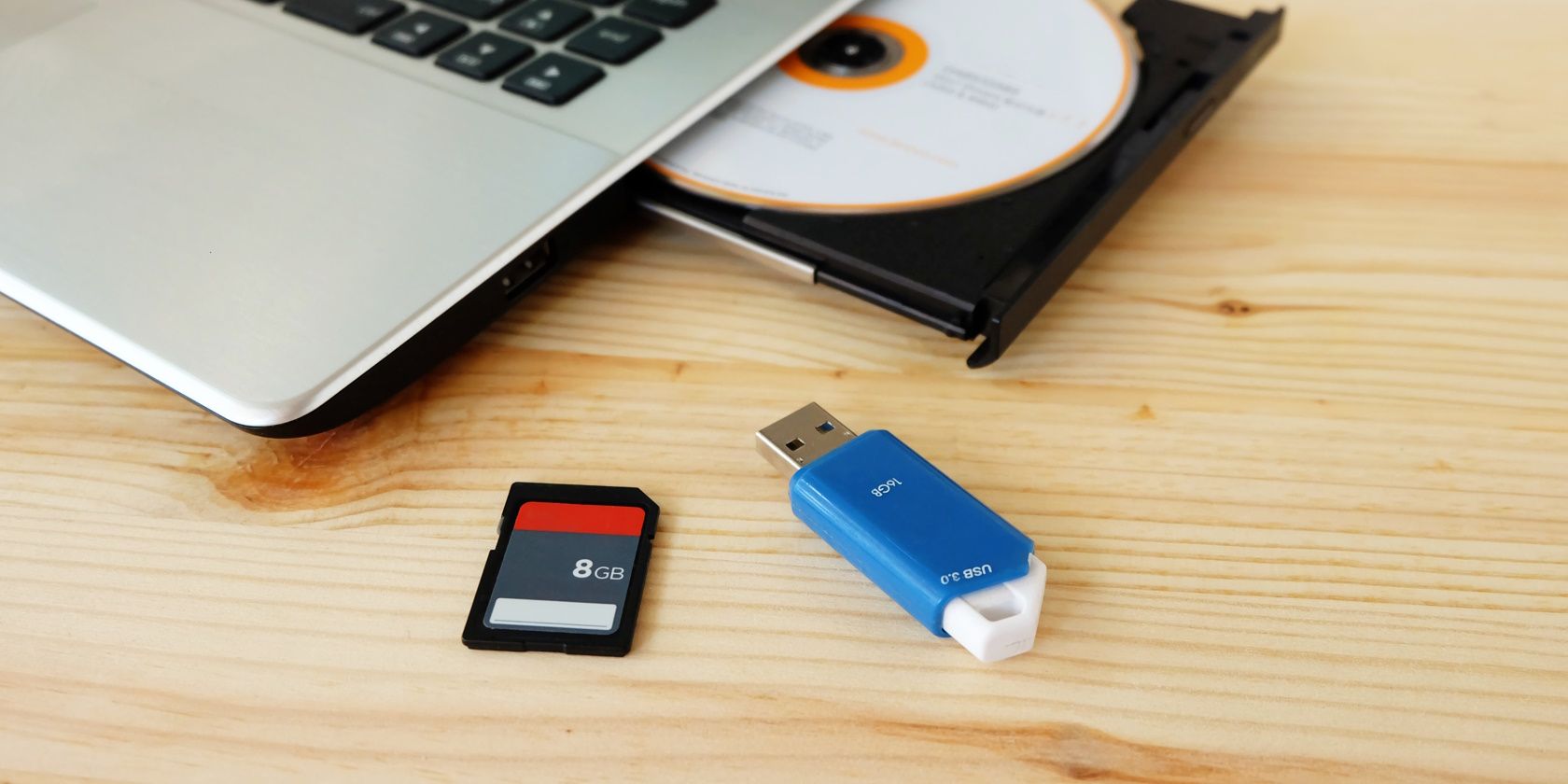 USB stick, disc, and SD card