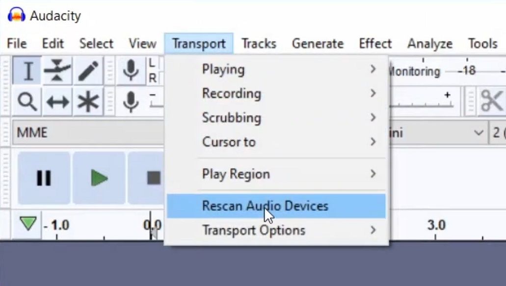 The Rescan Audio Devices option