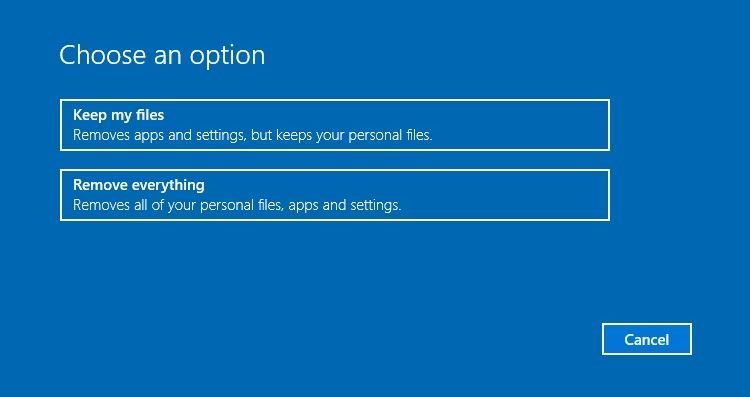 setel ulang opsi windows 10 untuk menyimpan file