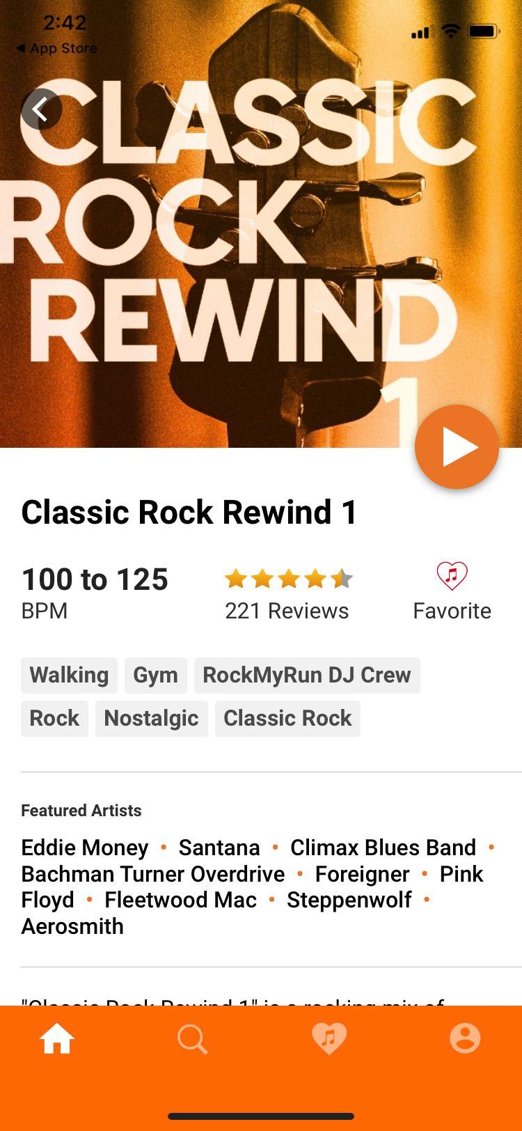 RockMyRun app classic rock rewind
