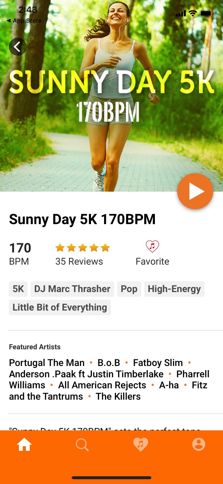 RockMyRun app sunny day 5K