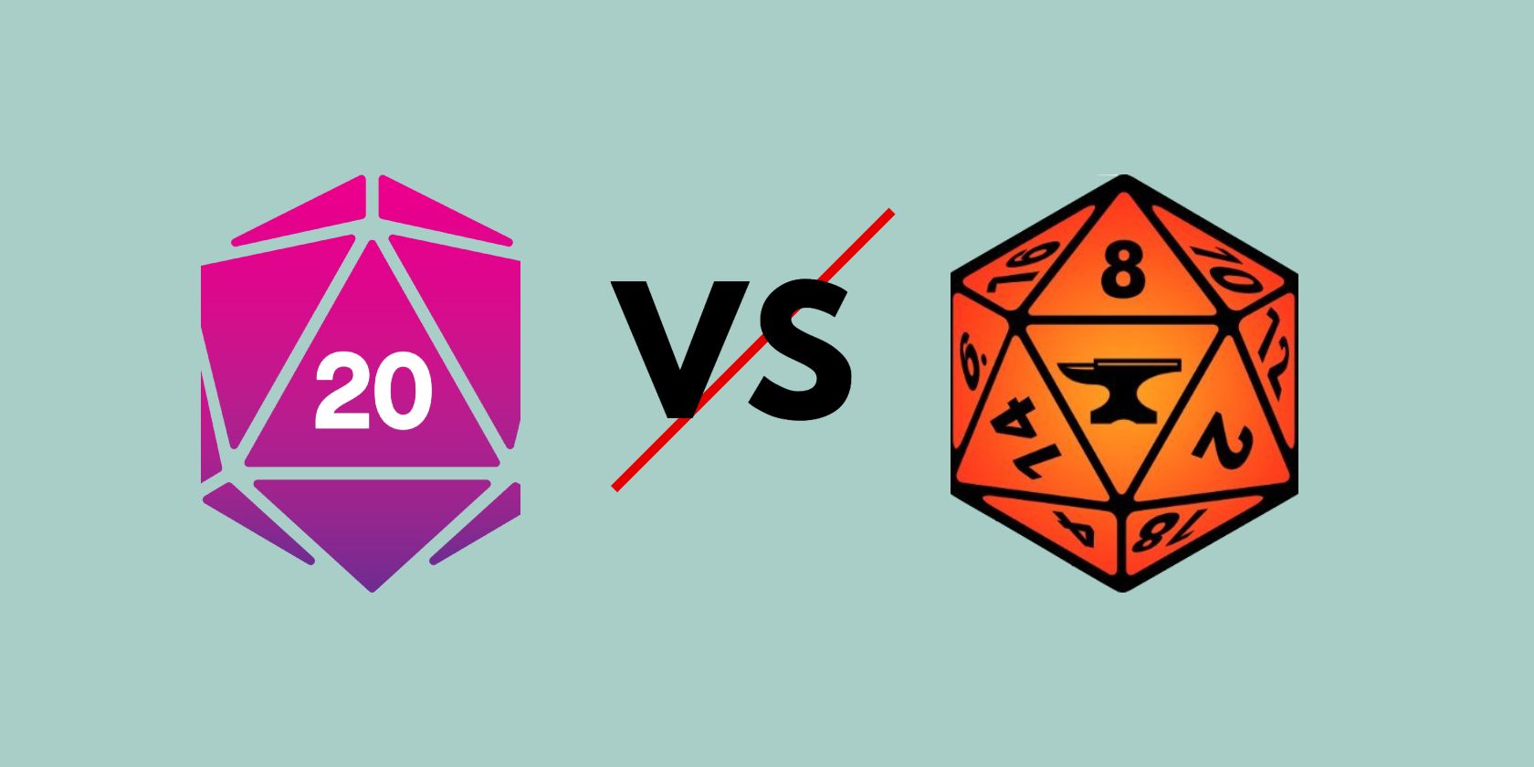 Roll20 vs FoundryVTT icons represented on a light teal background