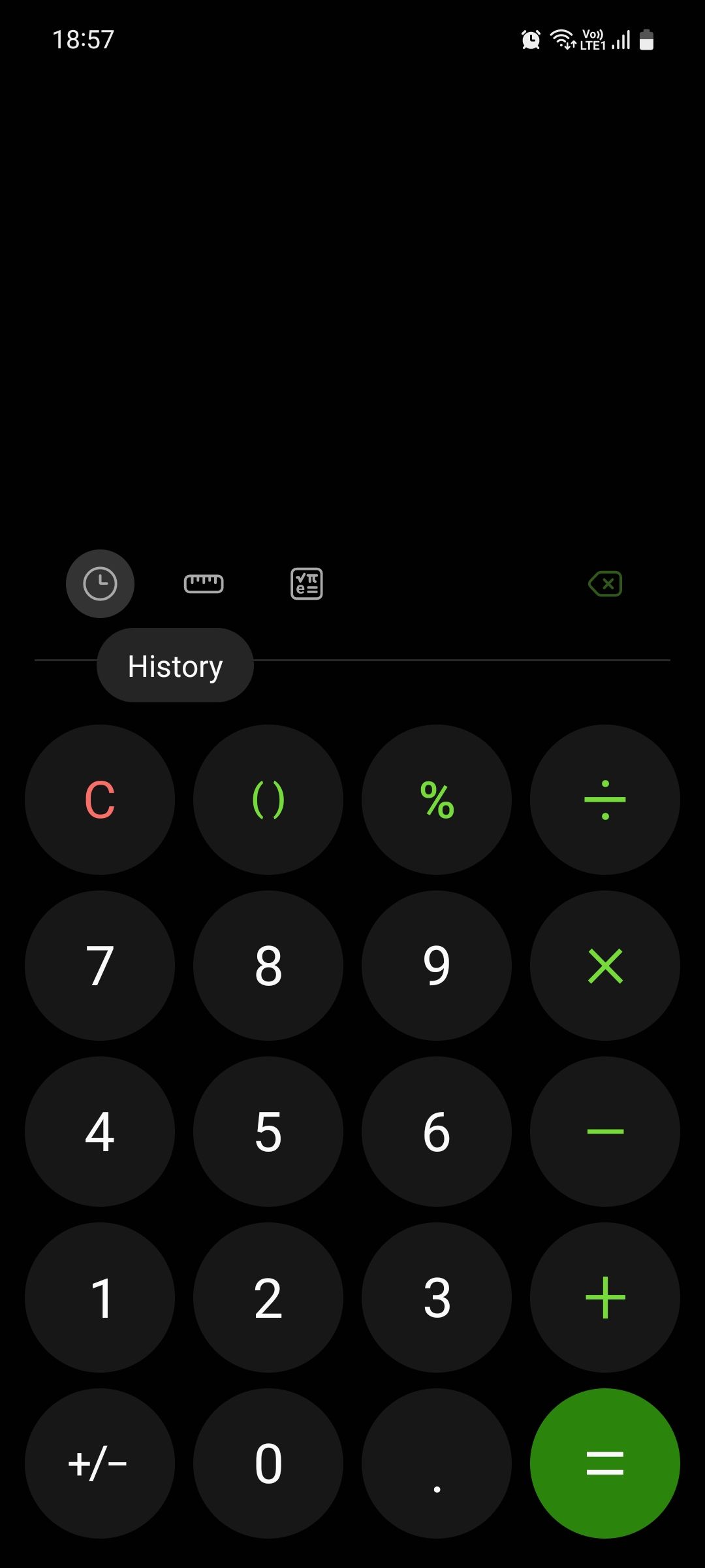 Samsung Calculator History button