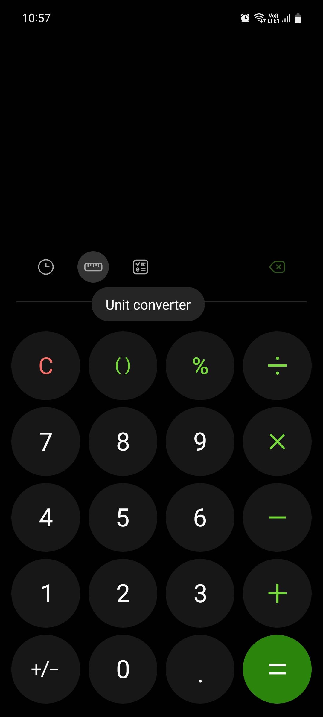 Samsung Calculator Unit converter button