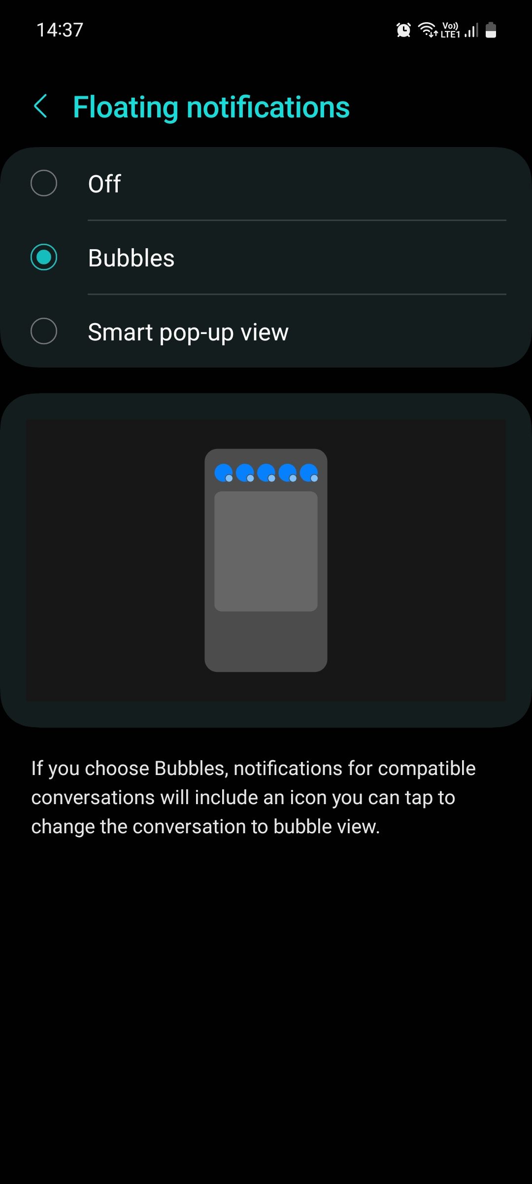 Samsung Floating notifications menu