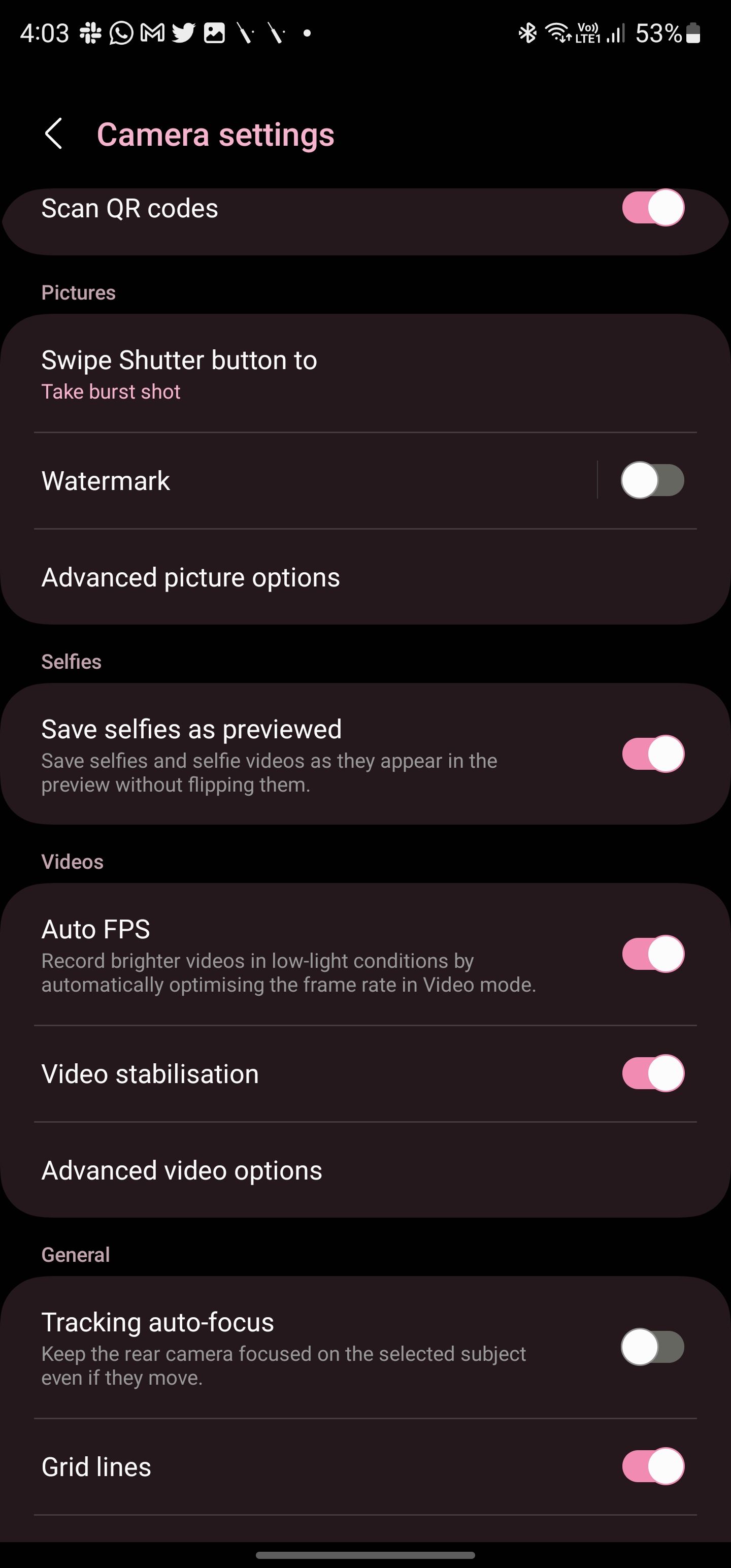 Samsung Galaxy S23 Ultra Camera app settings