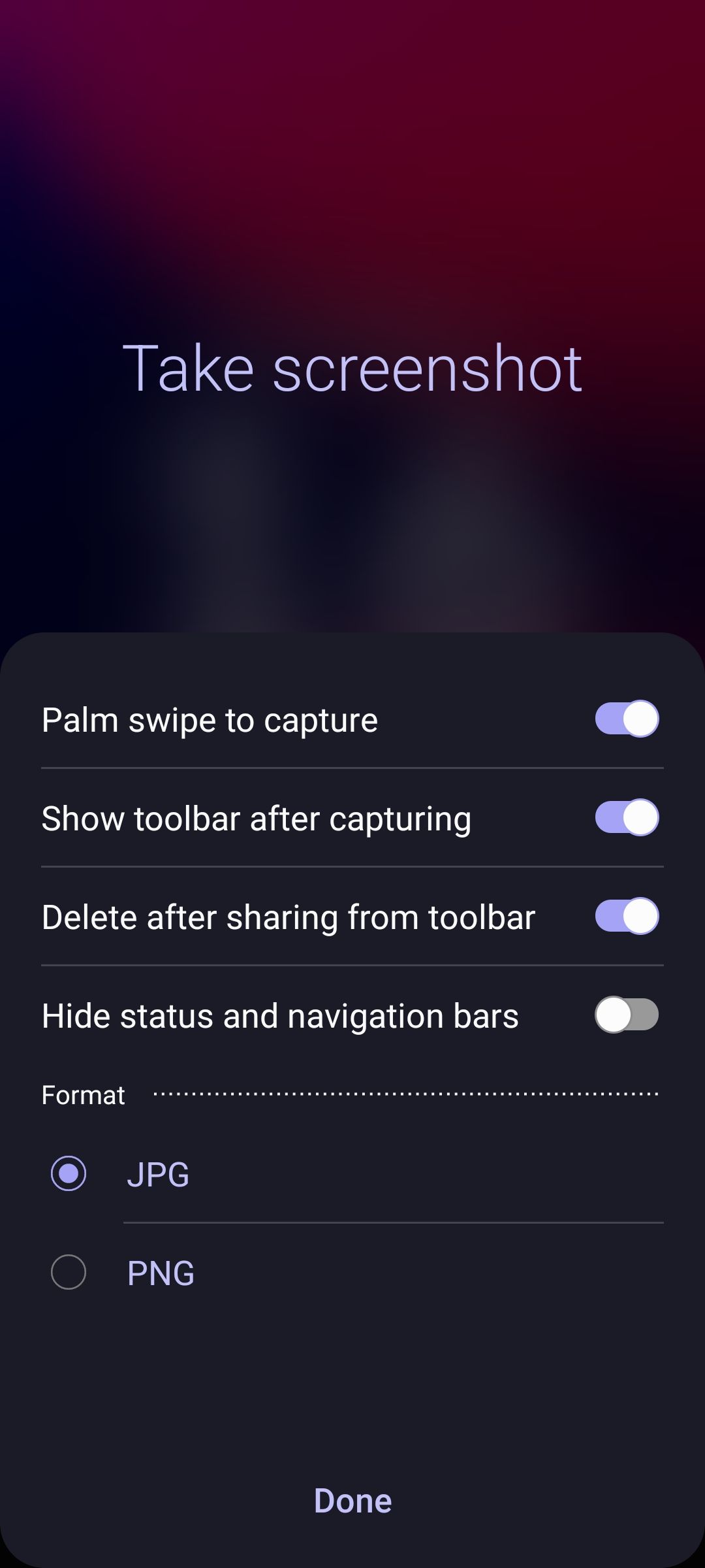 Samsung One UI 5.1 Screenshot settings