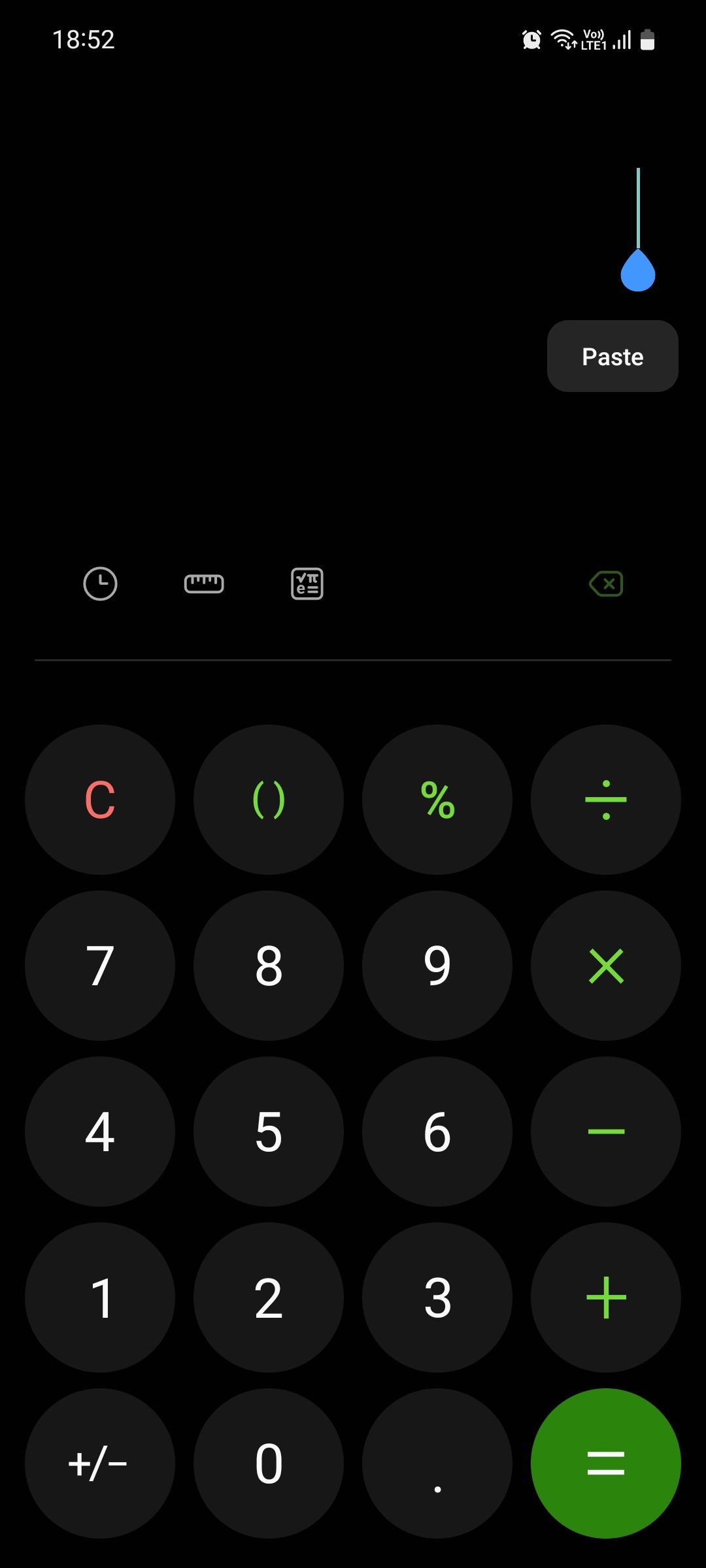 Samsung One UI Calculator paste a number