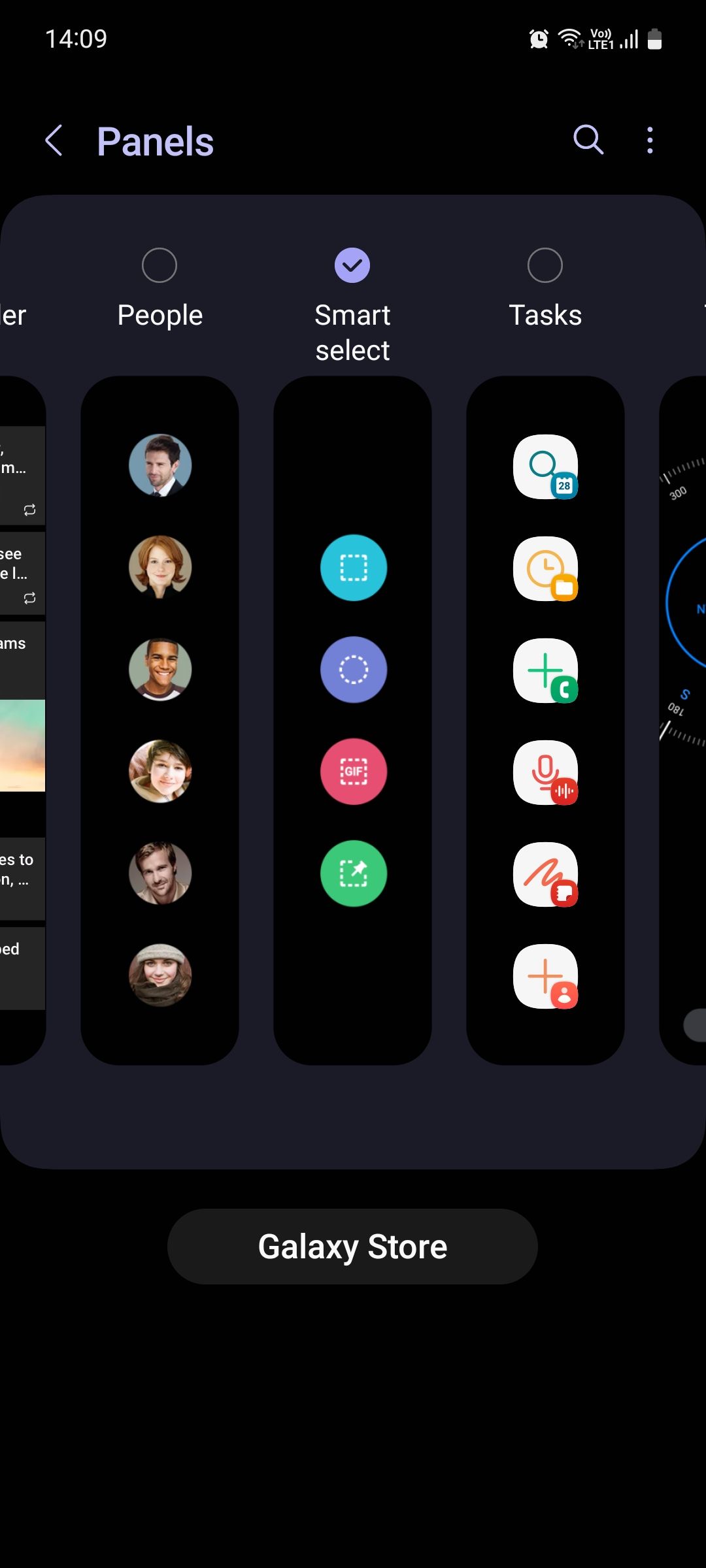 Samsung One UI Smart select edge panel