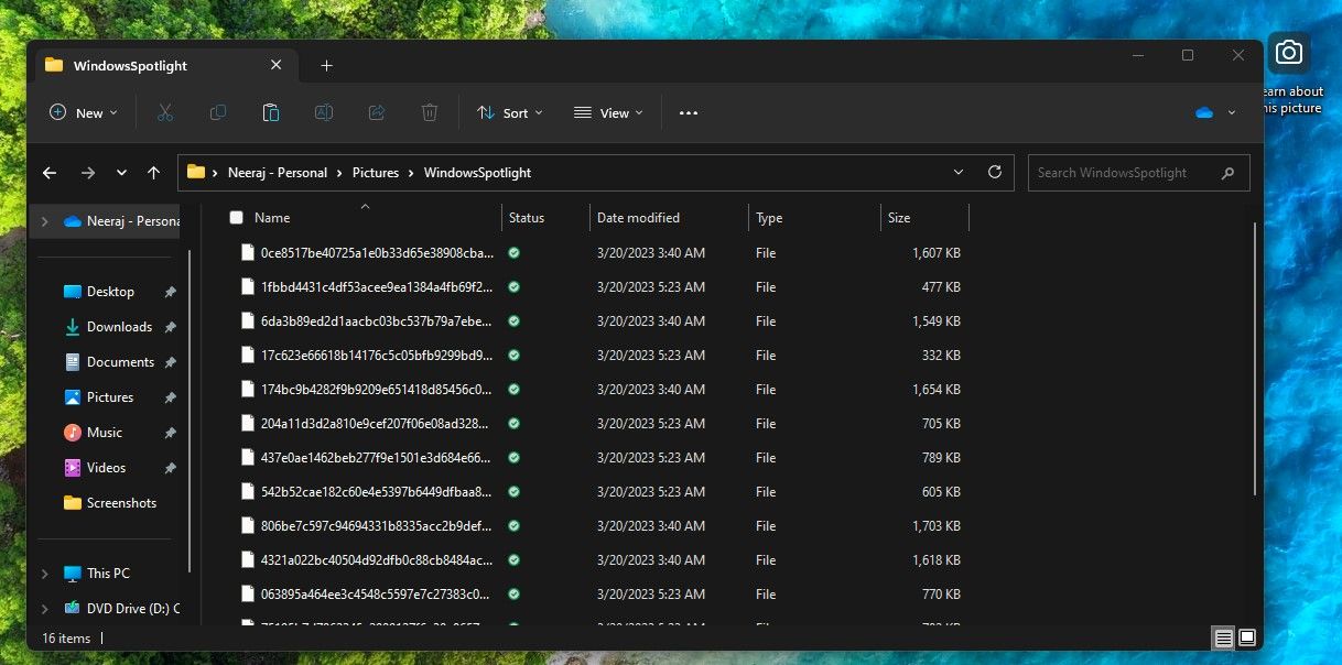 Simpan File Aset di Folder Spotlight Windows