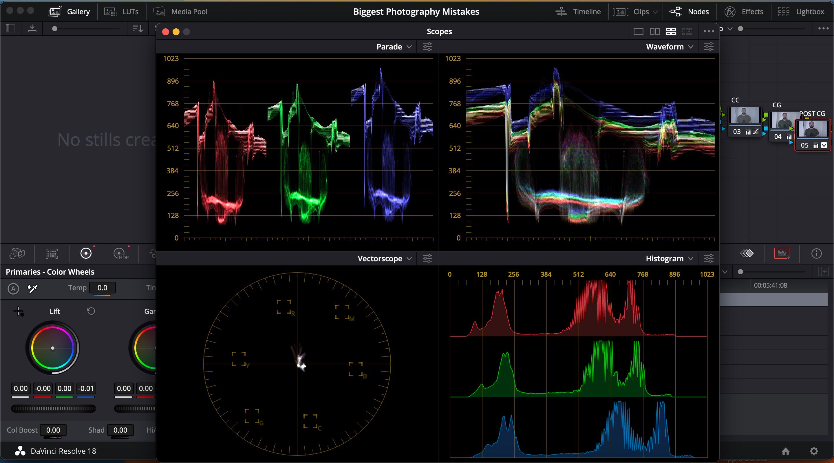 Capture d'écran de Scopes DaVinci Resolve