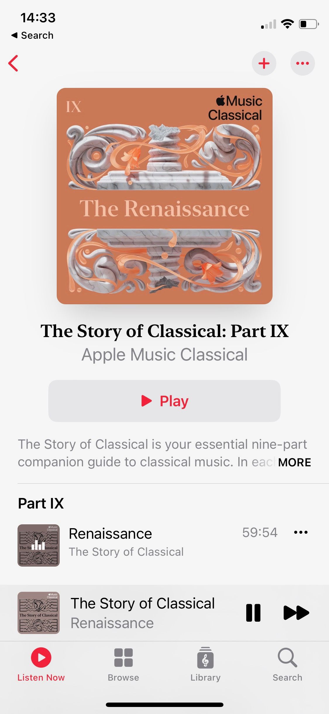 Screenshot of Apple Music Classical The Story of Classical series