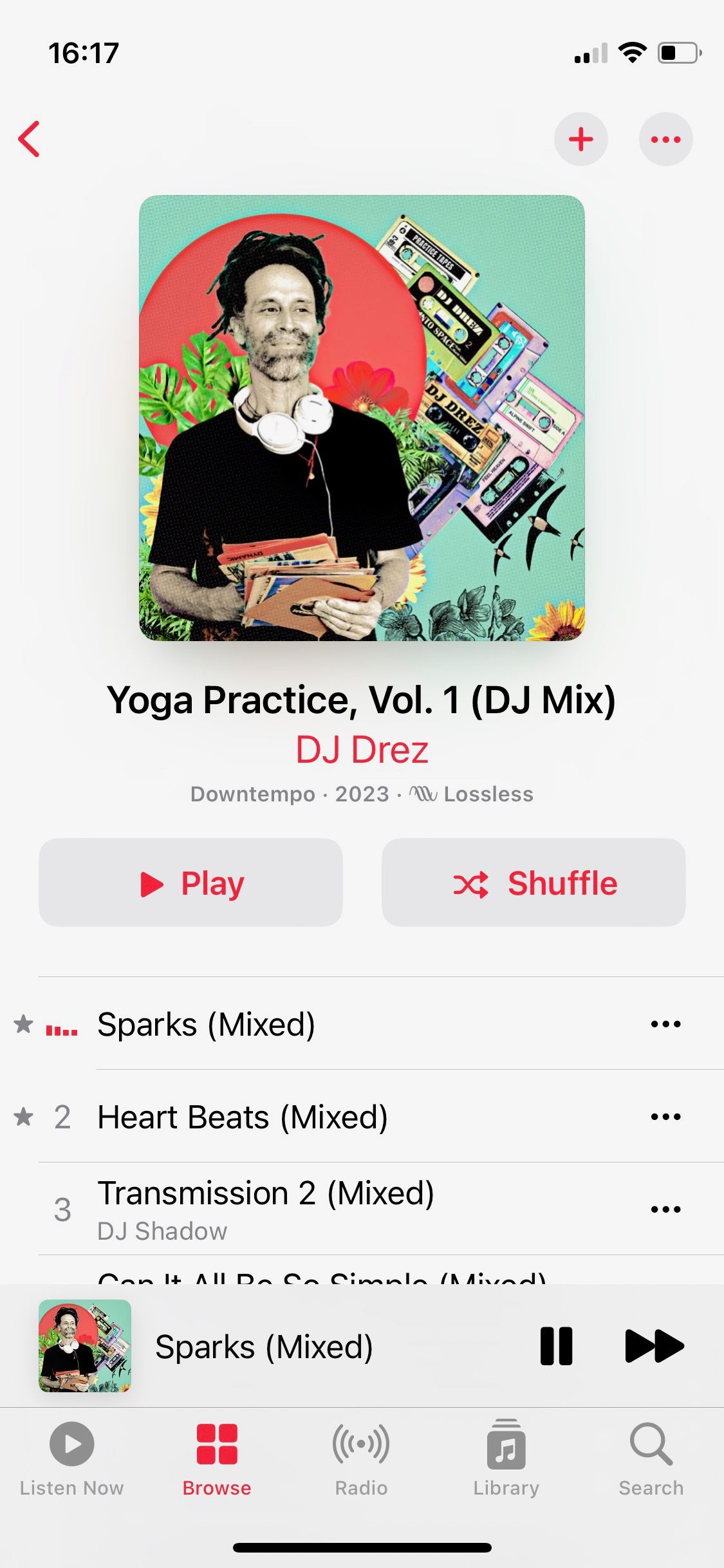 Screenshot of Apple Music Yoga Practice DJ Mix