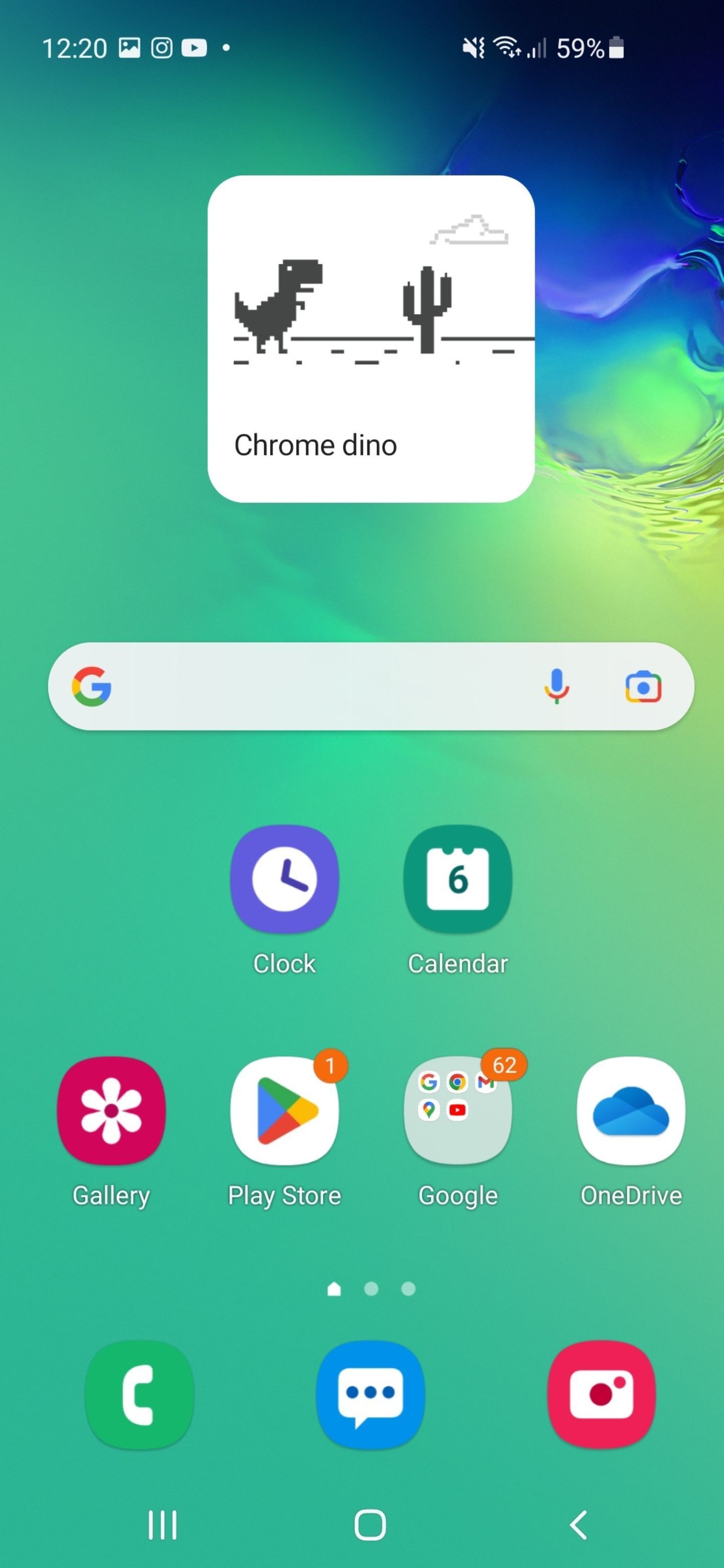 Screenshot Of Chrome Dino Game On Android Home Screen