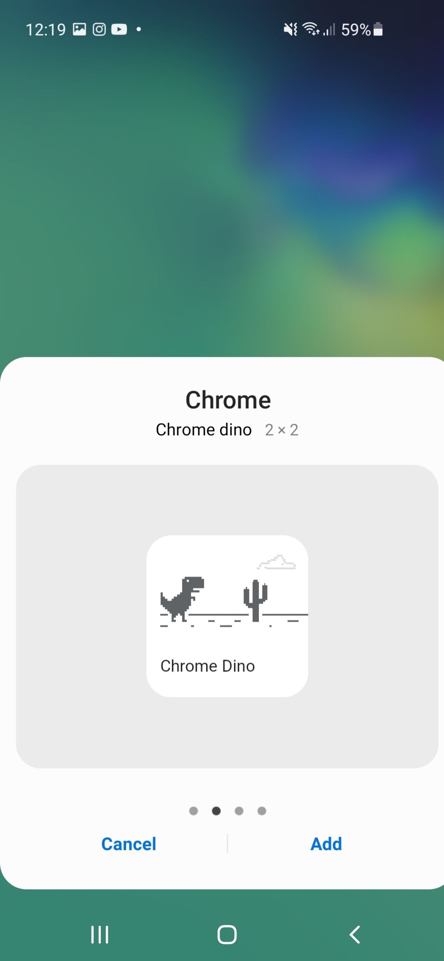 Screenshot of Chrome Dino Game Widget From Google Chrome Widget Menu