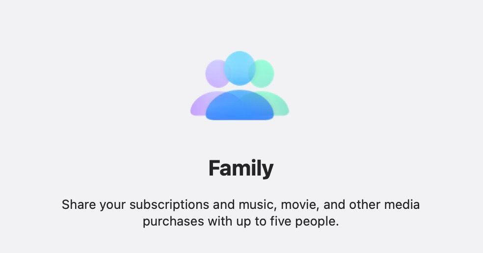 Screenshot of Family Sharing setup on a Mac