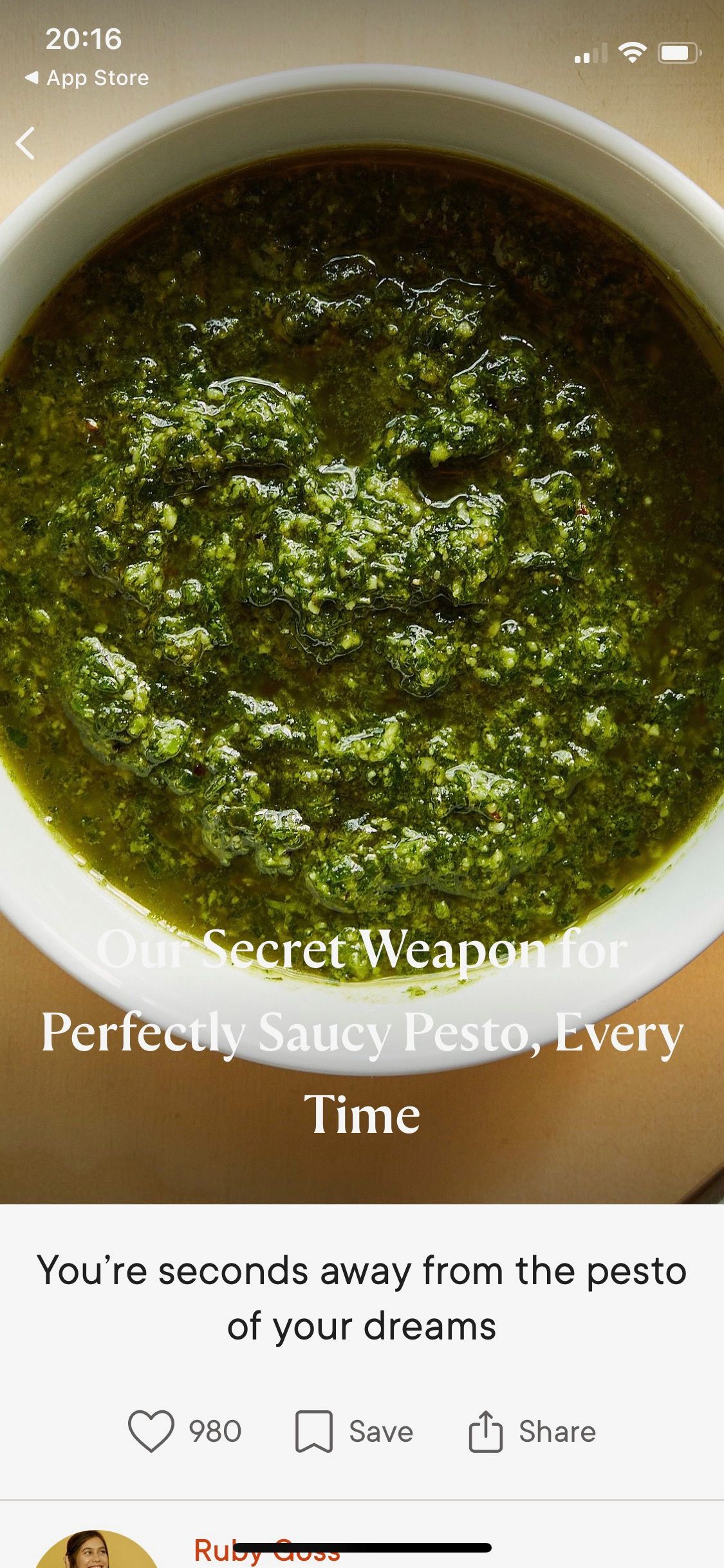 Screenshot of Kitchen Stories app sample recipe