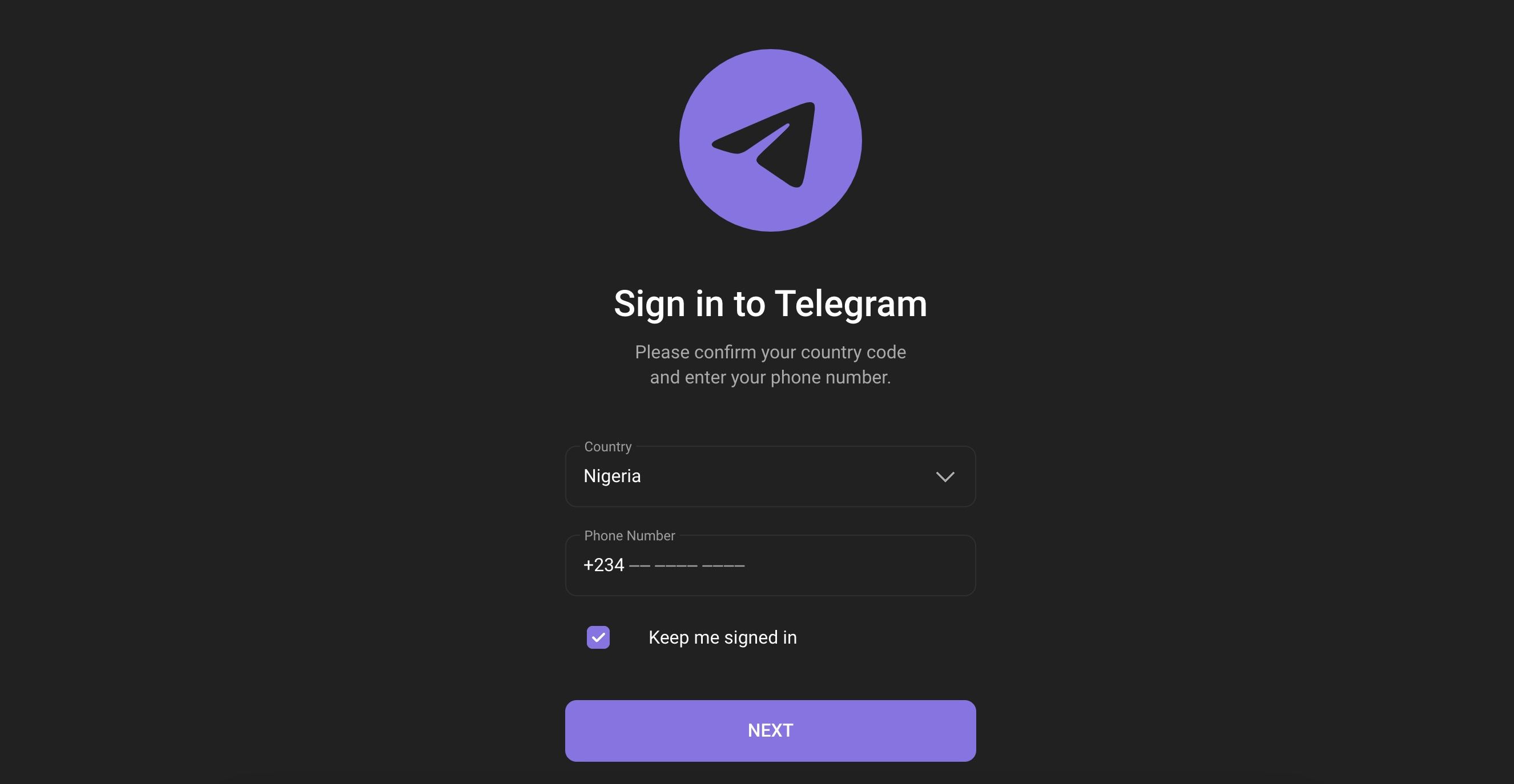 Screenshot of Telegram Web