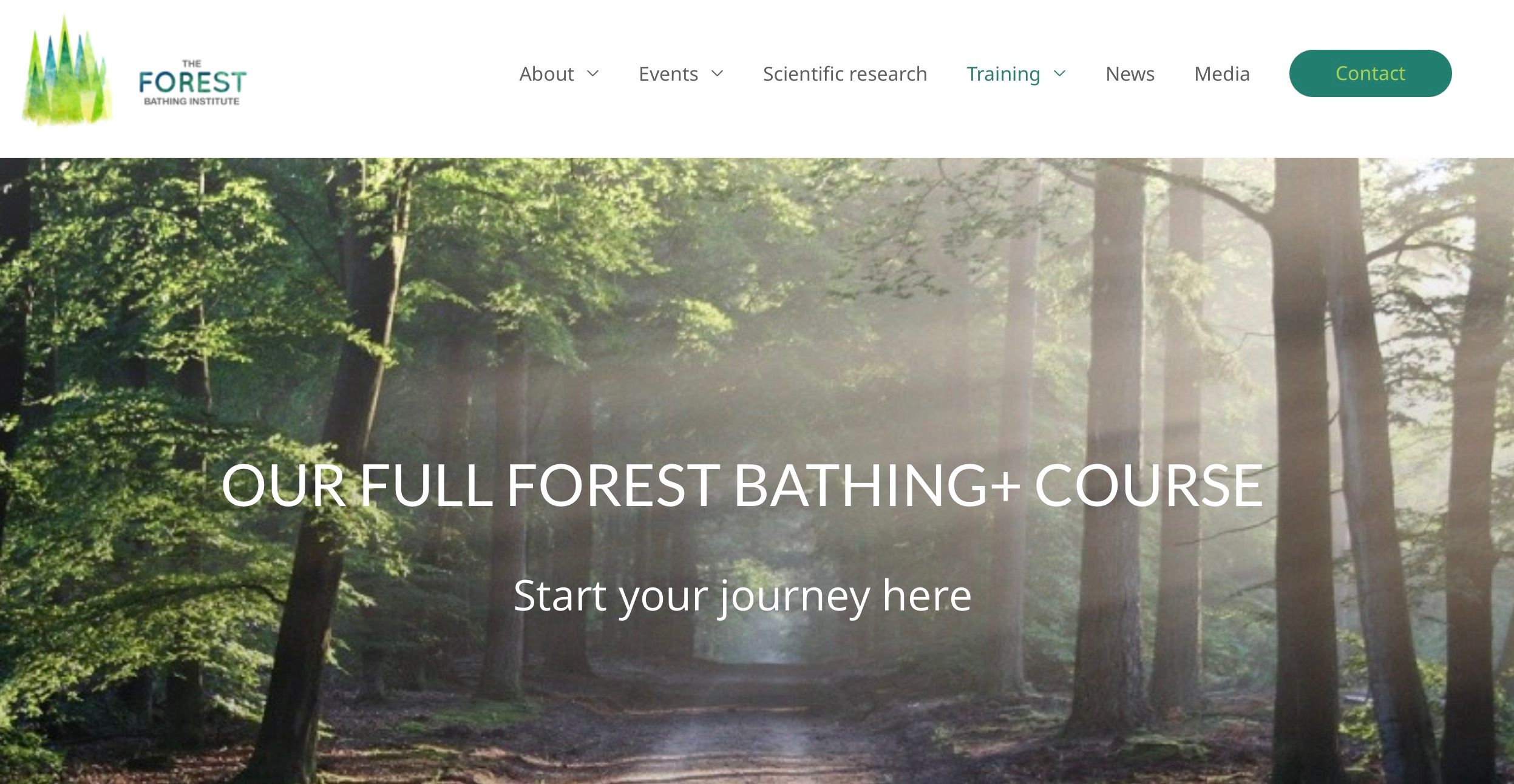Screenshot of the Forest Bathing Institute websiite home page