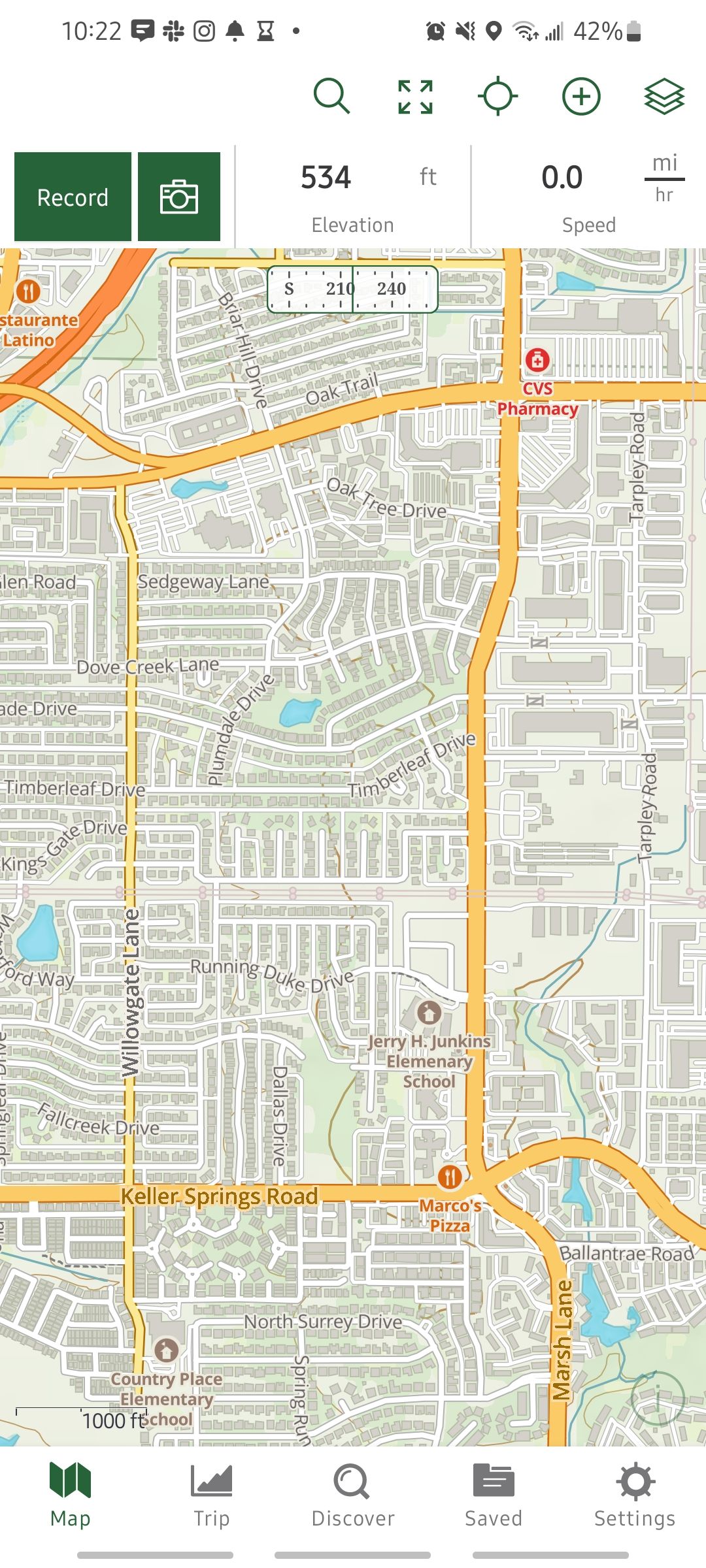 Screenshot of the Gaia GPS map