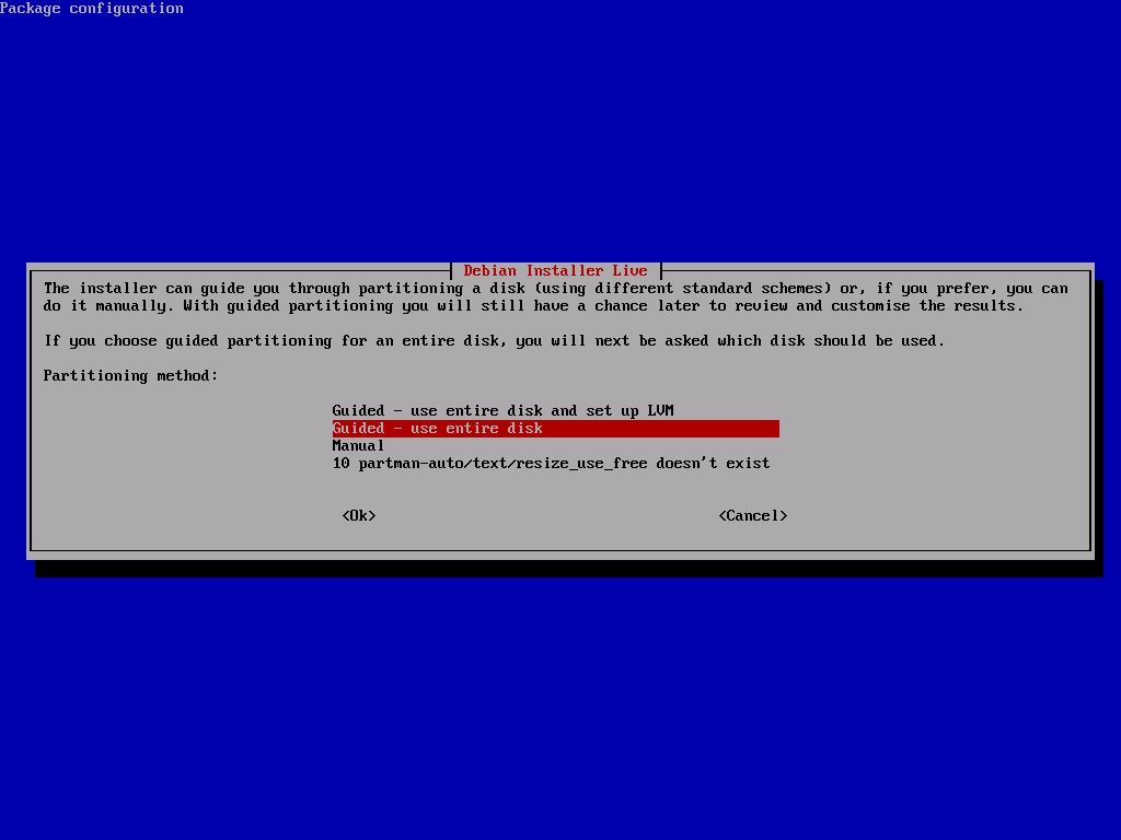 Screenshot of the TurnKey Linux Partitioning tool