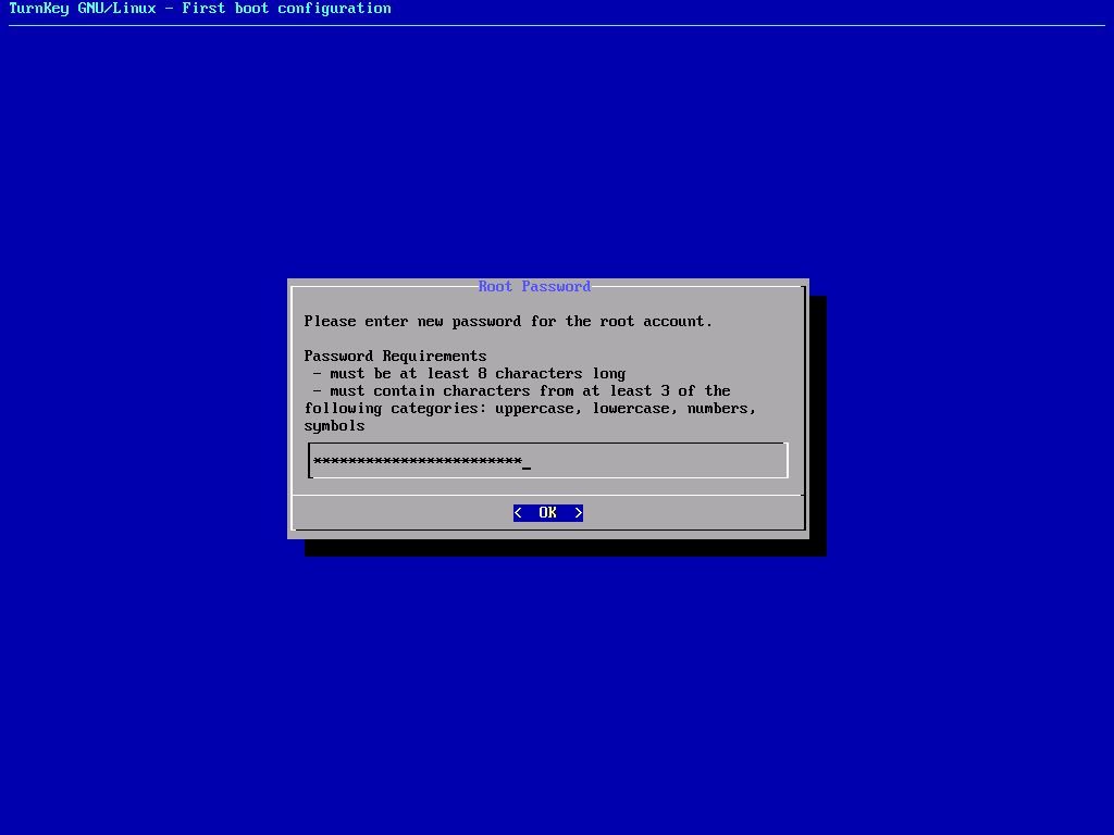 Screenshot of Turnkey VPN asking for the root password