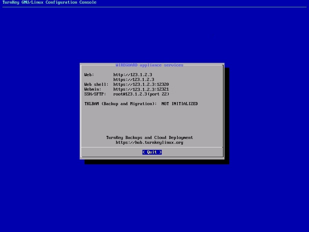 Screenshot of turnkey vpn installation complete screen