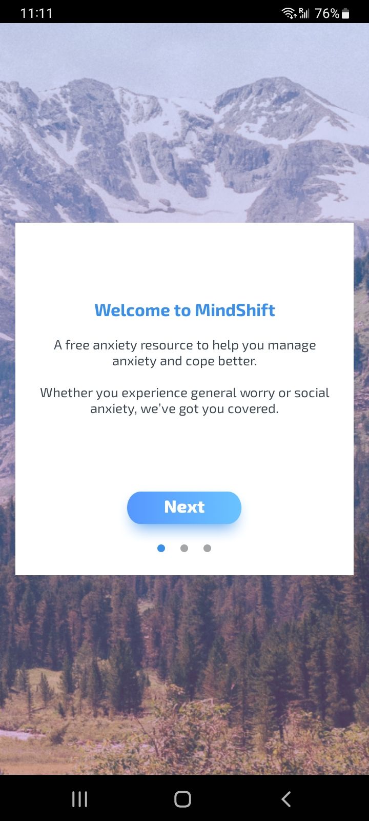 اسکرین شات از برنامه MindShift