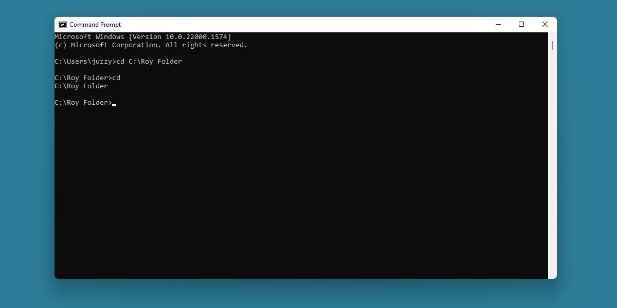 screenshot of the cd command in cmd