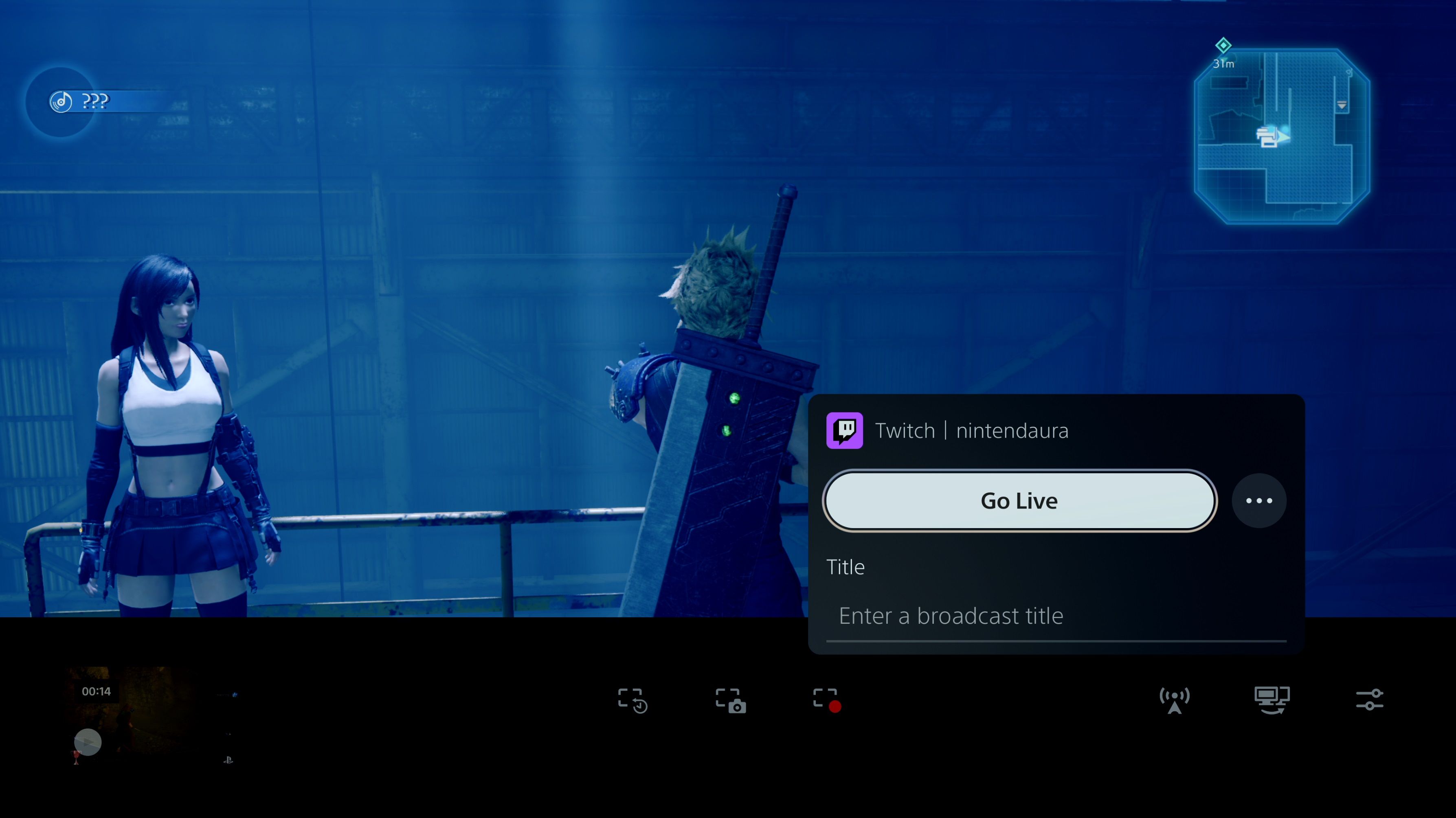 Selecione Go Live no recurso de transmissão no PS5