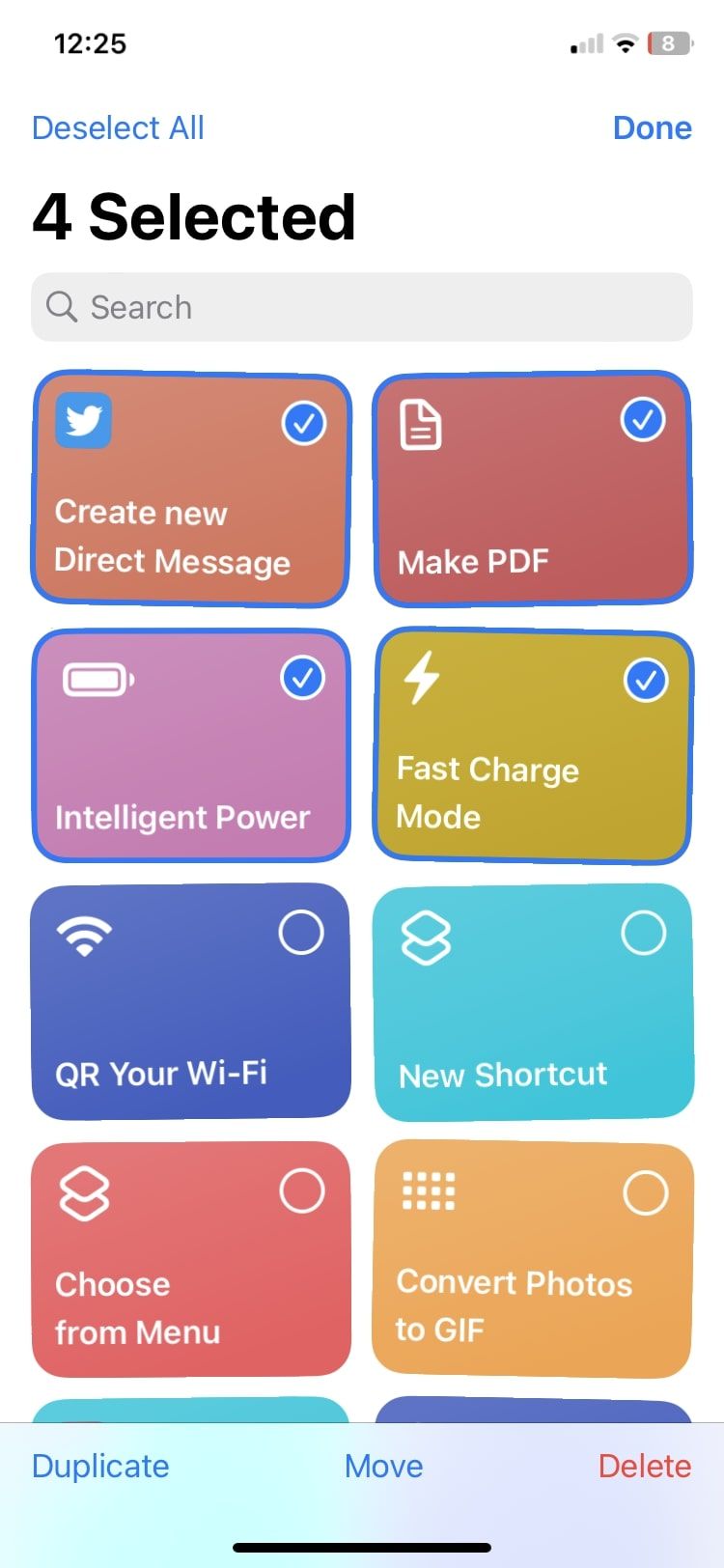 select shortcuts in the Shortcuts app