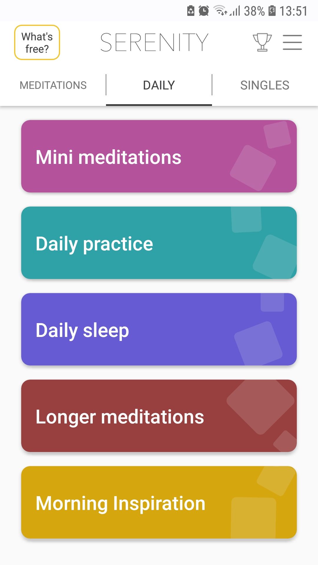 Serenity daily meditation mobile app
