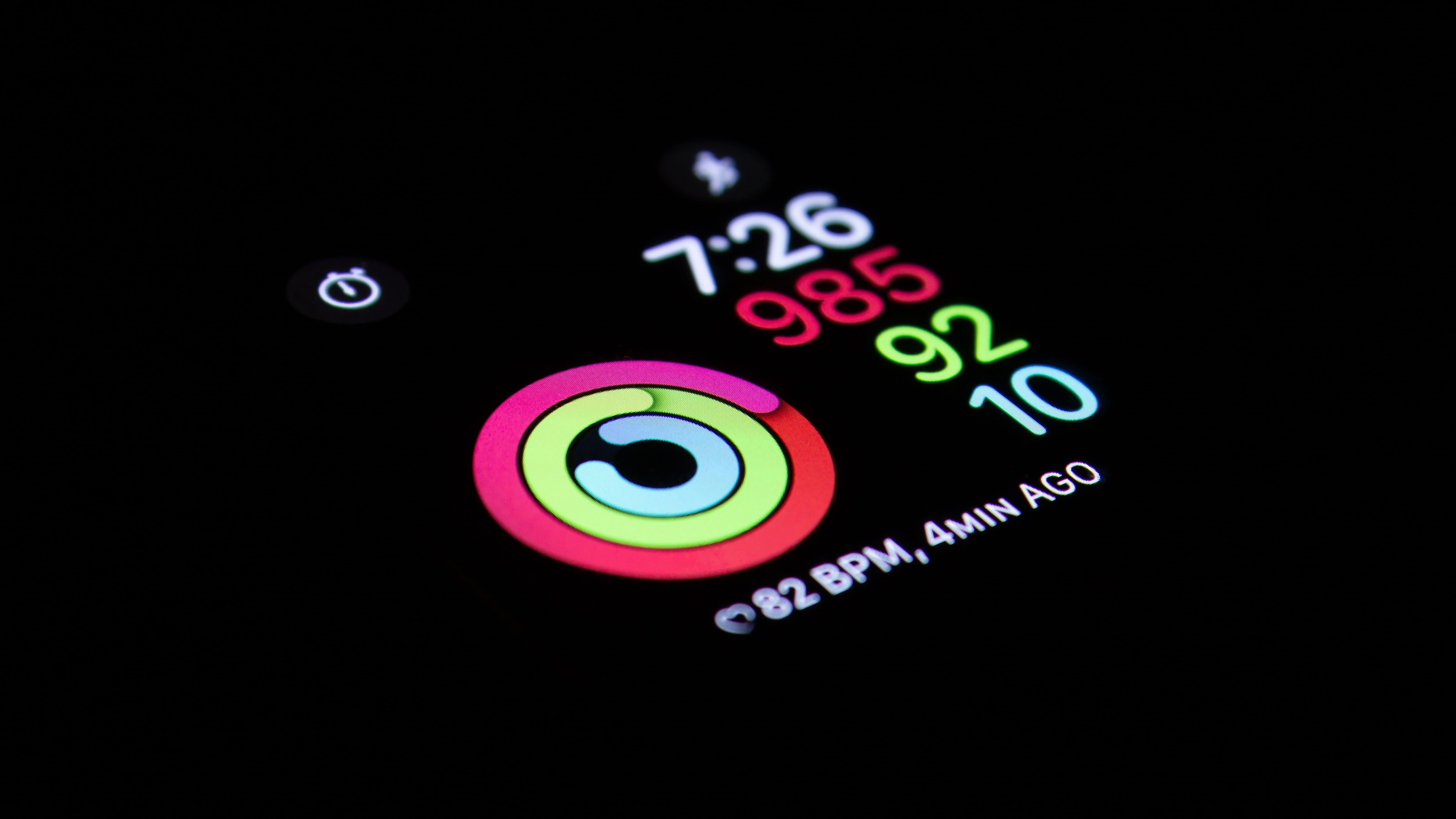 A photograph of the Activity Rings of an Apple Watch 